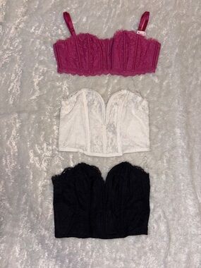 NWT Victoria's Secret Lace Bustier Trio - Magenta, White, & Black